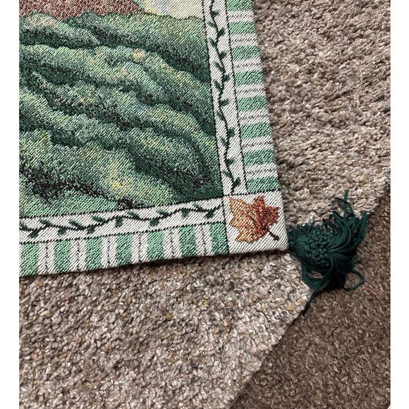 Vintage Debbie Mumm Tapestry Table Runner Tassels Farmhouse Fall Scarecrows - Picture 6 of 8